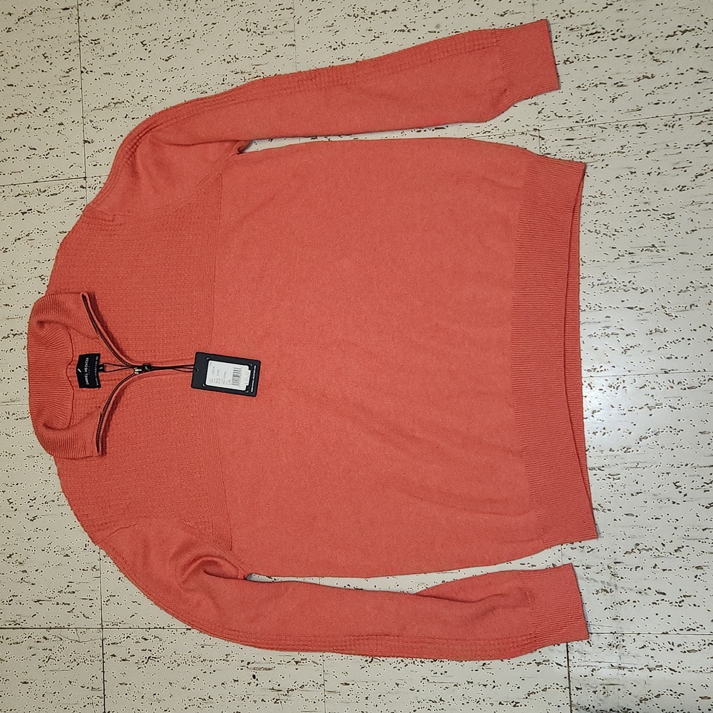 Daniel Hechter Salmon Pink 1/4 Zip Collar Knit Pullover Sweater BNWT